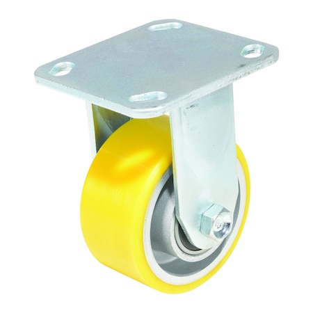 Vestil Polyurethane Rigid Caster 4 In. Diameter x 2 In. Width 440 Lb. Capacity Yellow/Gray CST-PY-4X2PUA-R