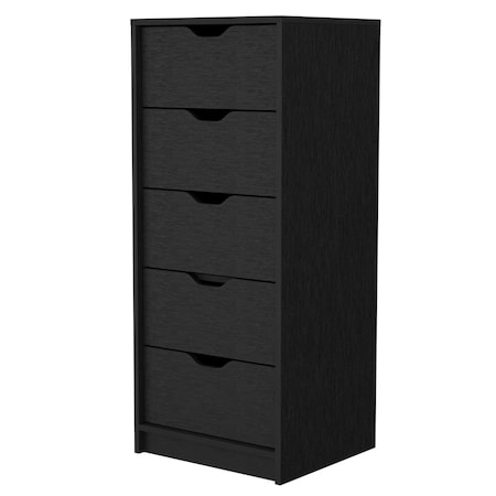 Homeroots 18" Black Manufactured Wood Five Drawer Narrow Dresser 518028