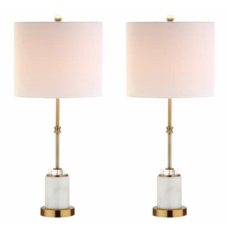 Jonathan Y Hopper 27 in. Marble/Crystal LED Table Lamp, Brass, 2PK JYL5003A-SET2