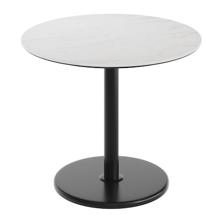 Flash Furniture 36" RND Tabletop, Seamless Surface Technology, White Faux Marble, 24" Black Round Table Height Base ST-RD36-WHMAR-TR24-GG