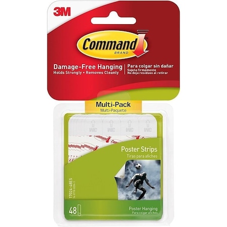 Command Small Poster Strip, Foam Backing, White, 1 lb 17024-48ES