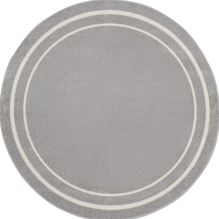 Homeroots 8' Gray And Ivory Round Indoor Outdoor Area Rug 545527