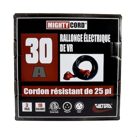 Valterra Extension Cord, 10 AWG, 10/3, 1 Outlets, 25 ft A10-3025EH