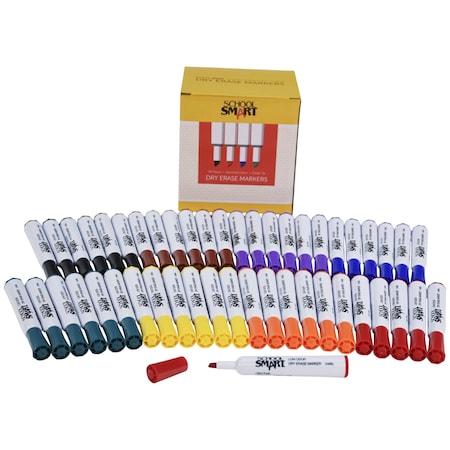 School Smart MARKER DRY ERASE CHISEL ASST SET OF 48 PK BY106605-48ASST