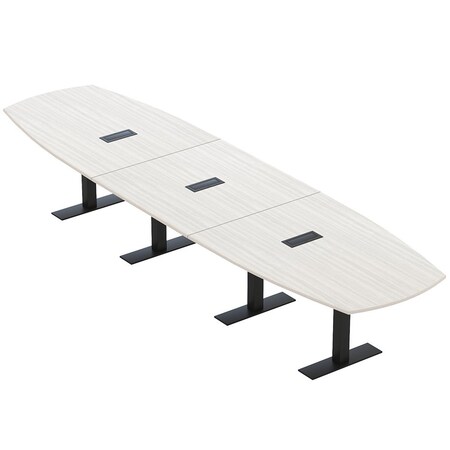 Skutchi Designs Arc Boat Conference Table With Power, 48 in W, 192 in L HAR-ABOT-48X192-T.BK-WA7976-EBLK