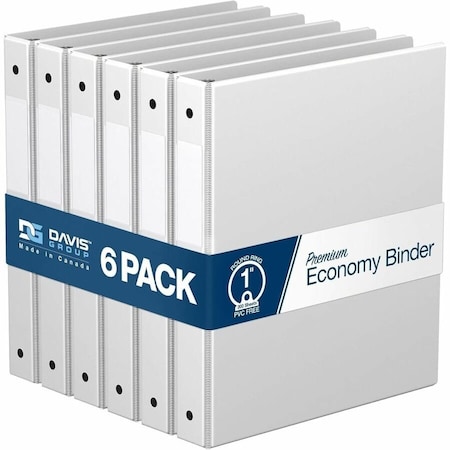 Davis Group Premium Economy, Round Ring, Binder, (White, 1"), PK6 2311-00-06