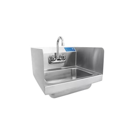 Amgood Stainless Steel Wall Mounted Hand Sink 12 in. x 16 in. with Side Splash and Faucet HAND-SINK HS-12SS