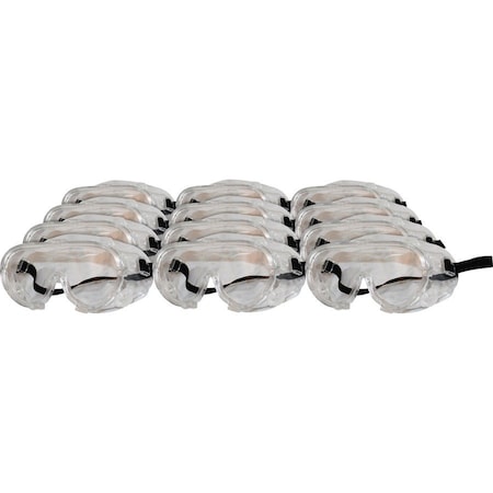 Proguard Safety Goggles, Clear Lens, Anti-Fog, Indirect Vent, PVC Body, Adj. Elastic Band, 12 PK PGD7321