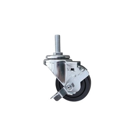 Service Caster 3 Inch SS Hard Rubber Wheel Swivel 3/8 Inch Threaded Stem Caster with Brake SCC SCC-SSTS20S314-HRS-TLB-381615