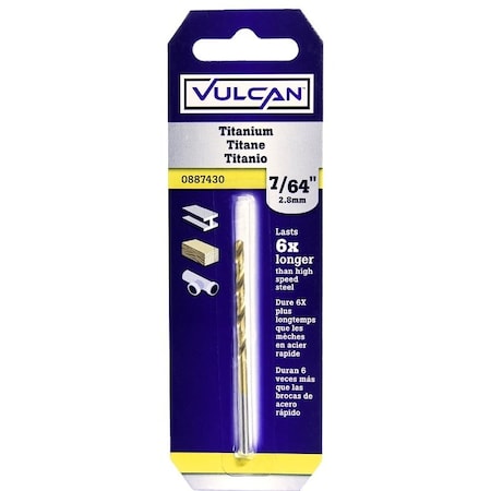 Vulcan 218491OR Jobber Drill Bit, 7/64 in Dia, 2-5/8 in OAL, Straight Shank PTA250653/218491O