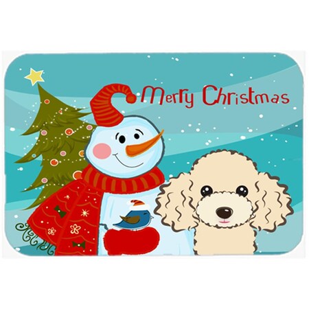 Carolines Treasures Snowman With Buff Poodle Glass Cutting Board- Large BB1878LCB