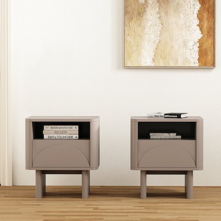 Manhattan Comfort Ella Nightstand in Mocha- Set of 2 2-NS005-MO