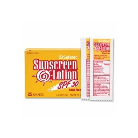 Safe-Tec Sunscreen, SPF30, 8 oz Packet, 25 per Box 899-53373