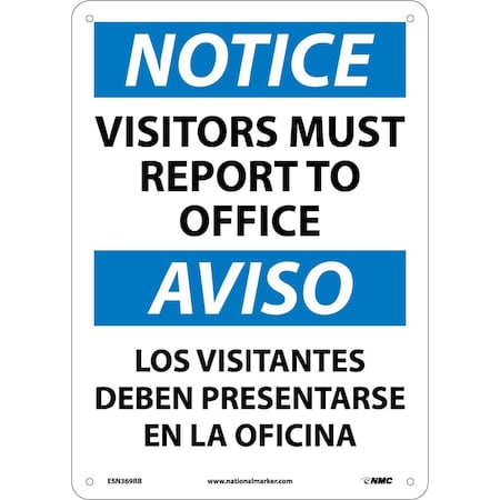 Nmc Notice Visitors Report To Office Sign - Bilingual, ESN369RB ESN369RB