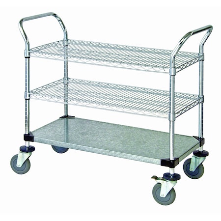 Quantum Storage Systems UTILITY CART 2 WIRE, 1 SOLID SHELF WRC-1830-3CG