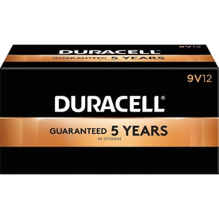 Duracell Coppertop 9V Alkaline Battery, 9V DC, PK12 MN1604BKD