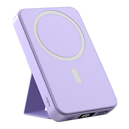 Alpha Digital Magnet Power Bank- 10,000mAh, Wireless Charge, Phone Stand -Purple ZL014-PPL