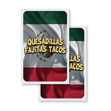 Signmission Quesadillas Fajitas Tacos, Vinyl Decals Only 24 Inch x 36 Inch, Vinyl Decal, 2PK DSB-2436-2PACK-30417