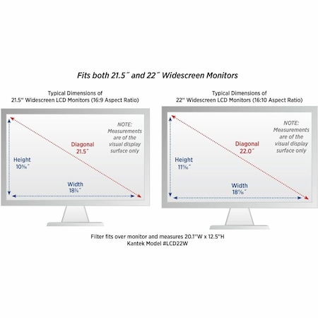 Kantek LCD PROTECT ANTIGLARE FILTER 21.5 22 W LCD22W