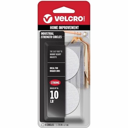 Velcro Brand Reclosable Fastener, Disc, White 90363