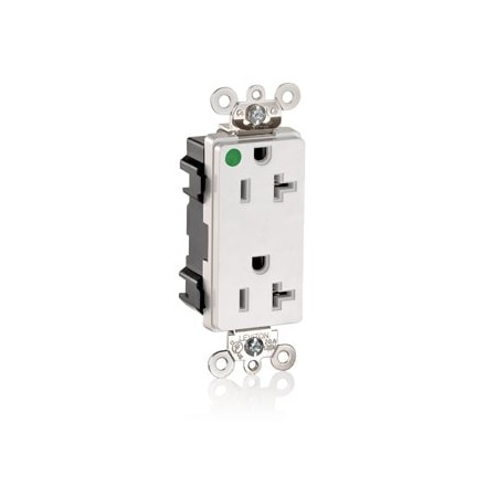 Leviton Hospital Grade Decora Receptacle, 20 Amp, 125 Volt M1636-HGW