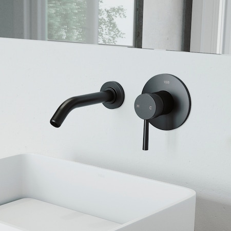 Vigo Olus Single Handle Wall Mount Bathroom Faucet in Matte Black VG05001MB