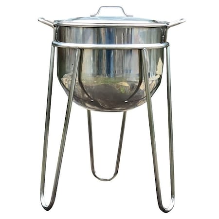 Bayou Classic Kettle with Stand, 8 gal Capacity, Stainless Steel 800-108