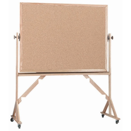 Aarco Reversible Freesting/Mobile Boards, Red Oak Frame, 48''Hx72''W RBB4872