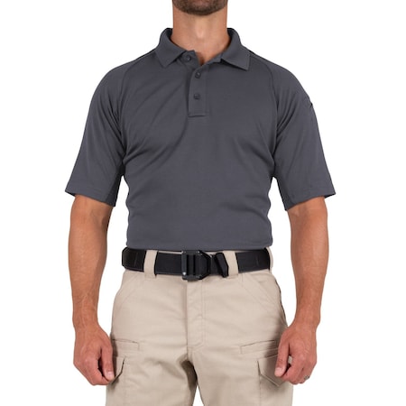 First Tactical PERFORMANCE POLO SHORT SLEEVE, 100% Polyester, Button, 1 Pocket(s), Asphalt, XXL 112509