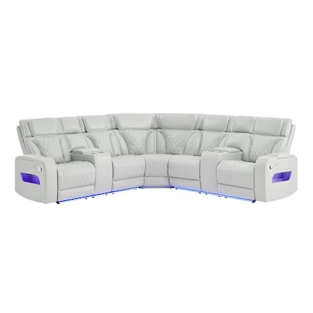 Global Furniture Usa Contemporary U8611 Blanche Silver Sectional With Led U8611-BLANCHE SIL-SECTIONAL W/LED