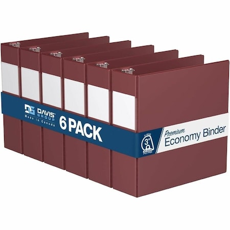 Davis Group Premium Economy, Angle D Ring, Binder, (Burgundy, 3"), PK6 2305-08-06