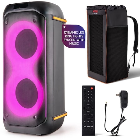 Pyle Compact Bluetooth PA Party Speaker System, 160W Dual 6.5 in Karaoke Machine with Mic, Rechargeable PPHP26BLBG