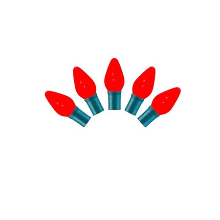 Vickerman 25 Light Red Ceramic C7 LED Light on Grn Wire w/8 in. Spacing & 16 ft. Christmas Light Strand, 12PK X8GC753