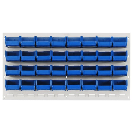 Quantum Storage Systems 36X19 HC LOUVERED PANEL W/32 BINS BLUE QLP-3619HC-220-32BL