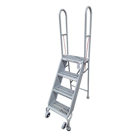 Cotterman 70 in H Steel Folding Rolling Ladder, 4 Steps, 350 lb Load Capacity SAS4A3E10B8C1P6