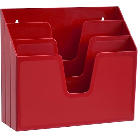 Acrimet Horizontal Triple File Folder Holder Organizer (Solid Red Color) 860.VM