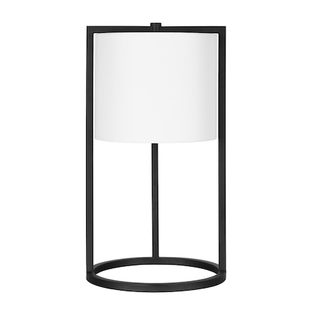 Homeroots 22" Black Metal Table Lamp With White Drum Shade 524443