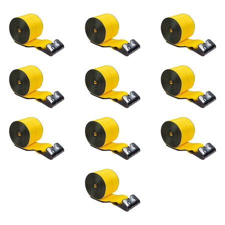 Mytee Products Winch Straps 4 inx 20 ft Yellow Heavy Duty Tie Down w/Flat Hooks WLL# 5400 lbs, 10PK WS420x10