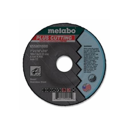 Metabo Plus-Z Grind Type 27 Depressed Center Grinding Wheel, 6 in dia, 1/8 in Thick, 7/8 in arbor, 25PK 469-616794420