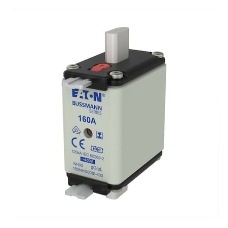 Eaton Bussmann series low voltage NH Fuse, 160A, 400V, 120kAIC, 7.8 Watt, Blade end, 3PK 160NHG00BI-400