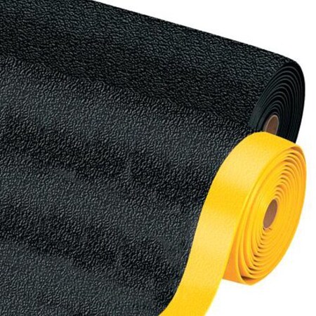 Partners Brand Antifatigue Mat, 16 ft L x 3 ft W, .38 in Thickness, Non-Directional Top, Black/Yellow MAT267BY