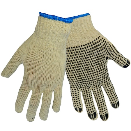 Global Glove Standard Weight Poly/Cotton, Natural Color, One Side Dotted Gloves, Men's, 12PK S55D1