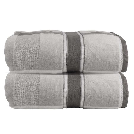 Lavish Home 2-Piece Towel Set Extra Large Bath Towels100% Cotton Bathroom Accessories Absorbent Bath Sheets 67-0023-GRBS