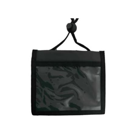 Brady Neck Wallet - 4.5" x 4" - Nylon, Vinyl - 100 / Pack - Black, Clear 1860-2601