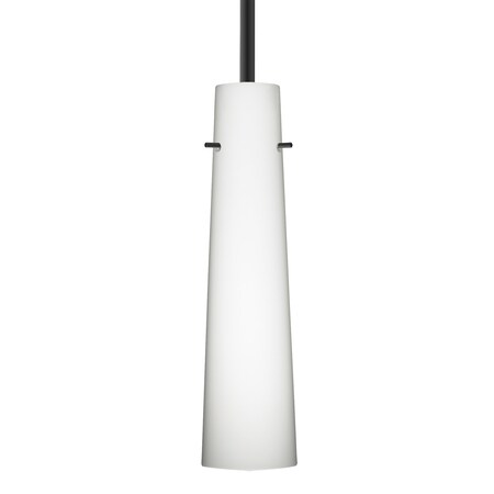 Besa Lighting Besa Camino Stem Pendant, Opal Matte, Black Finish, 1x 50W MAX E12 Base 1TT-567407-BK