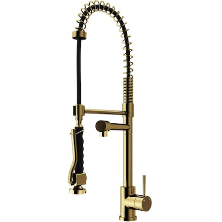 Vigo Zurich Single Handle Pull-Down Sprayer Kitchen Faucet in Matte Brushed Gold VG02007MG