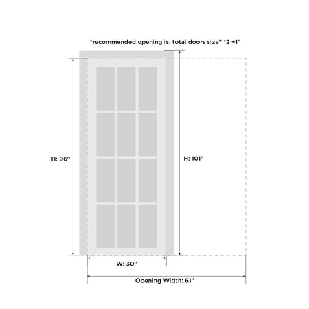Sartodoors Pocket Interior Door, 30" x 96", White QUADRO4112PD-WS-3096