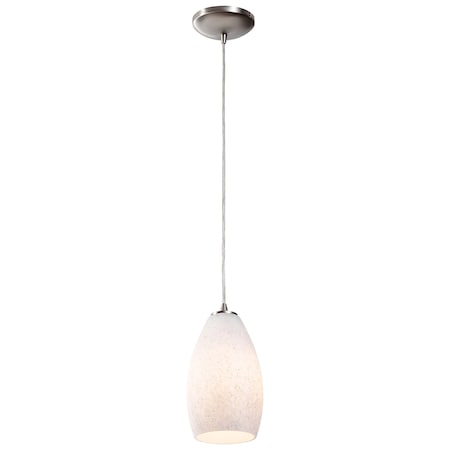 Access Lighting Champagne, LED Pendant, Brushed Steel Finish, White Stone Glass 28012-3C-BS/WHST
