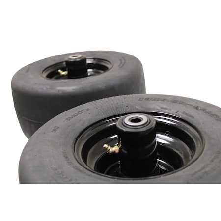 Antego Single 13x6.50-6 Semi-Pneumatic Flat Free Smooth with 6x4.5 Black Wheel Assembly A64516800918SPS136506