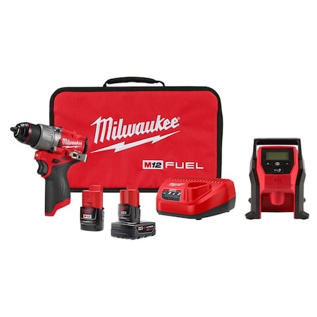 Milwaukee Tool M12 FUEL Drill/Driver Kit + M12 Inflator 3404-22, 2475-20